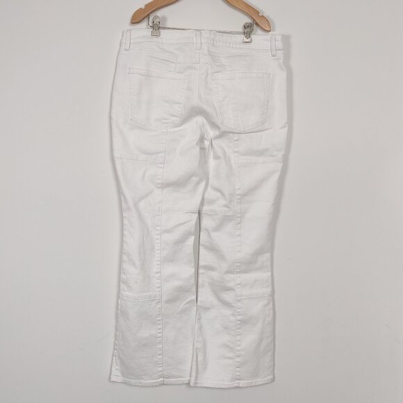 No Boundaries Women's Flare Pants NEW Size 17 White Cotton High Rise Minimalist - Picture 2 of 13